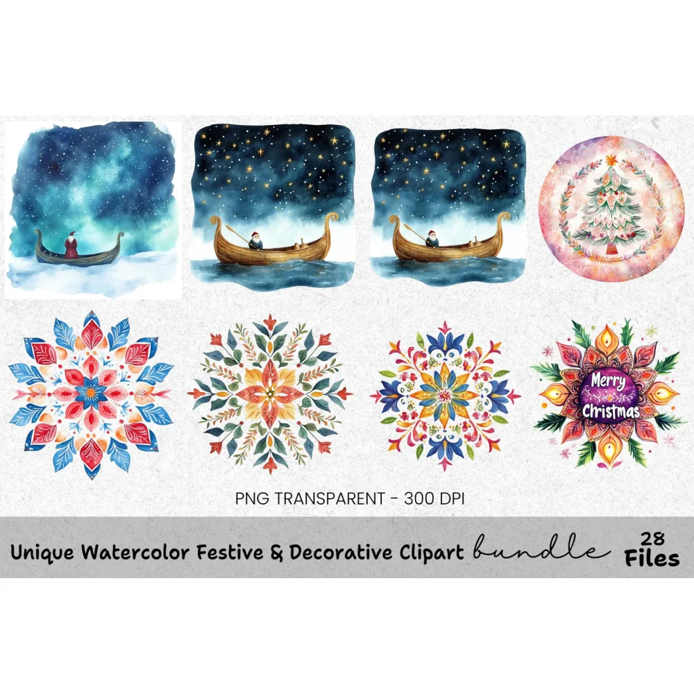 Viking Santa Christmas Clipart Bundle