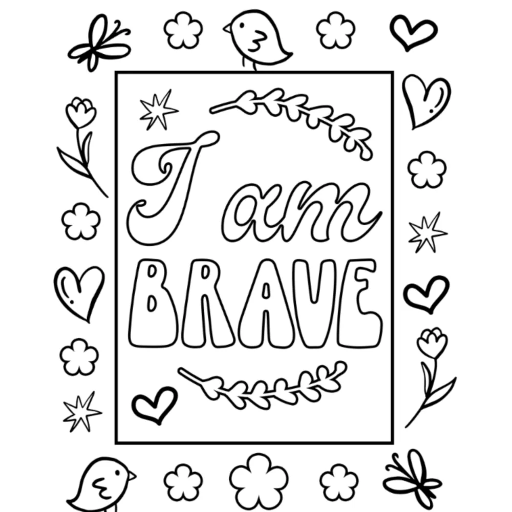 I Am Brave Affirmation Coloring Pages