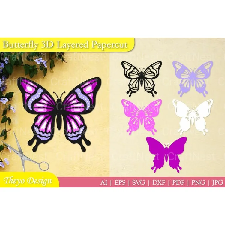 Butterfly Layered Papercut SVG Bundle