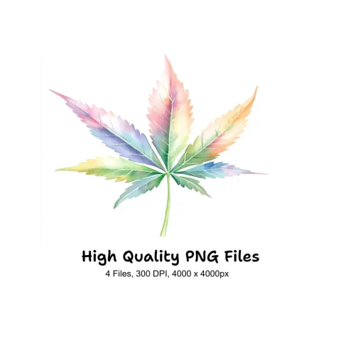 Pastel Cannabis Leaf Clipart Bundle