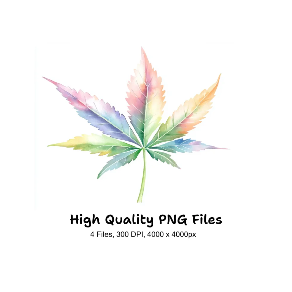 Pastel Cannabis Leaf Clipart Bundle