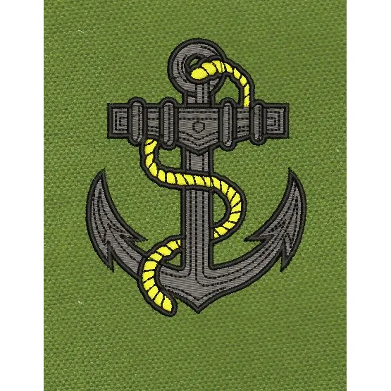 Silver Wooden Anchor Embroidery Design