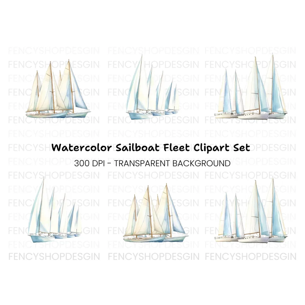 Sailboat Fleet Clipart Bundle