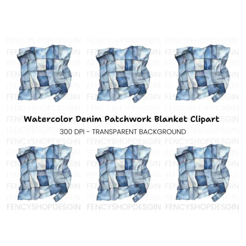 Denim Patchwork Quilt Clipart Bundle