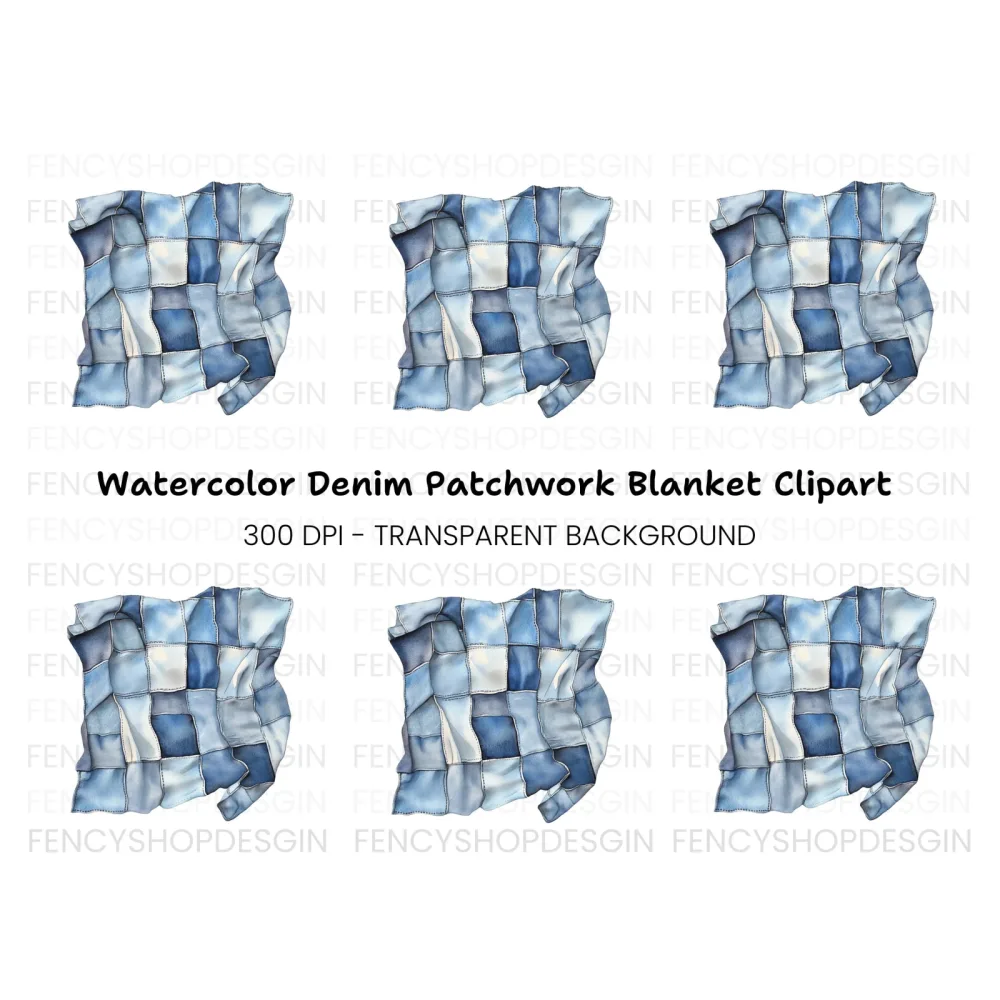 Denim Patchwork Quilt Clipart Bundle