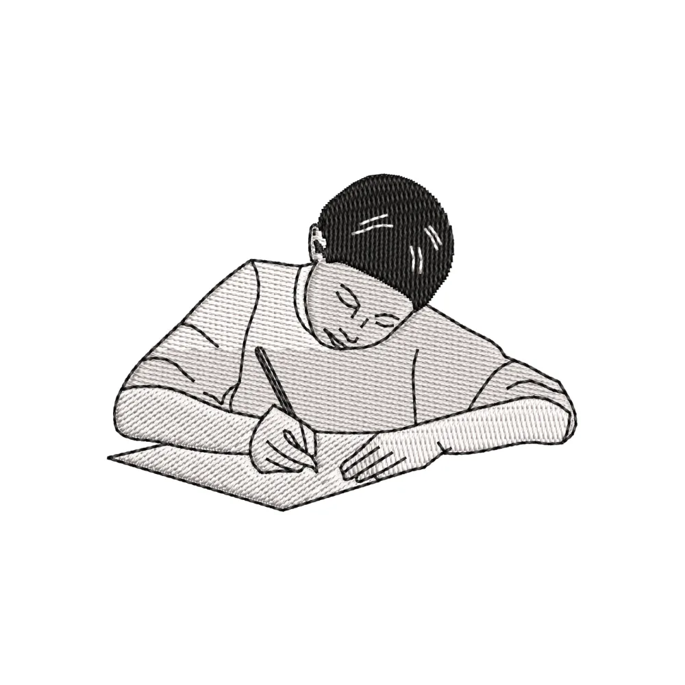 Boy Reading Embroidery Design