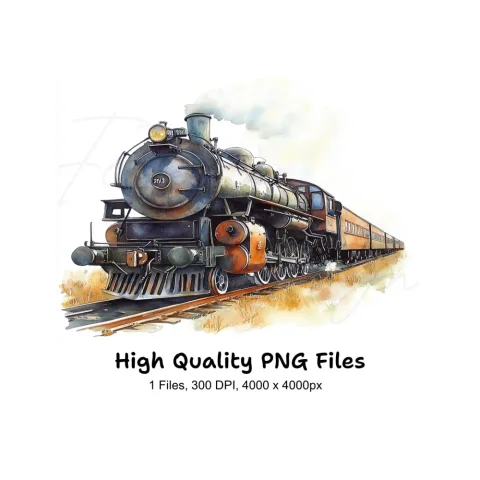 Vintage Steam Train Clipart Bundle