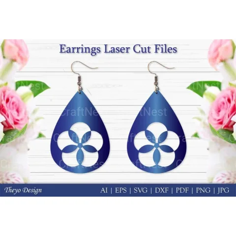 Laser Cut Flower Earrings SVG Bundle