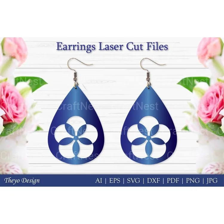 Laser Cut Flower Earrings SVG Bundle