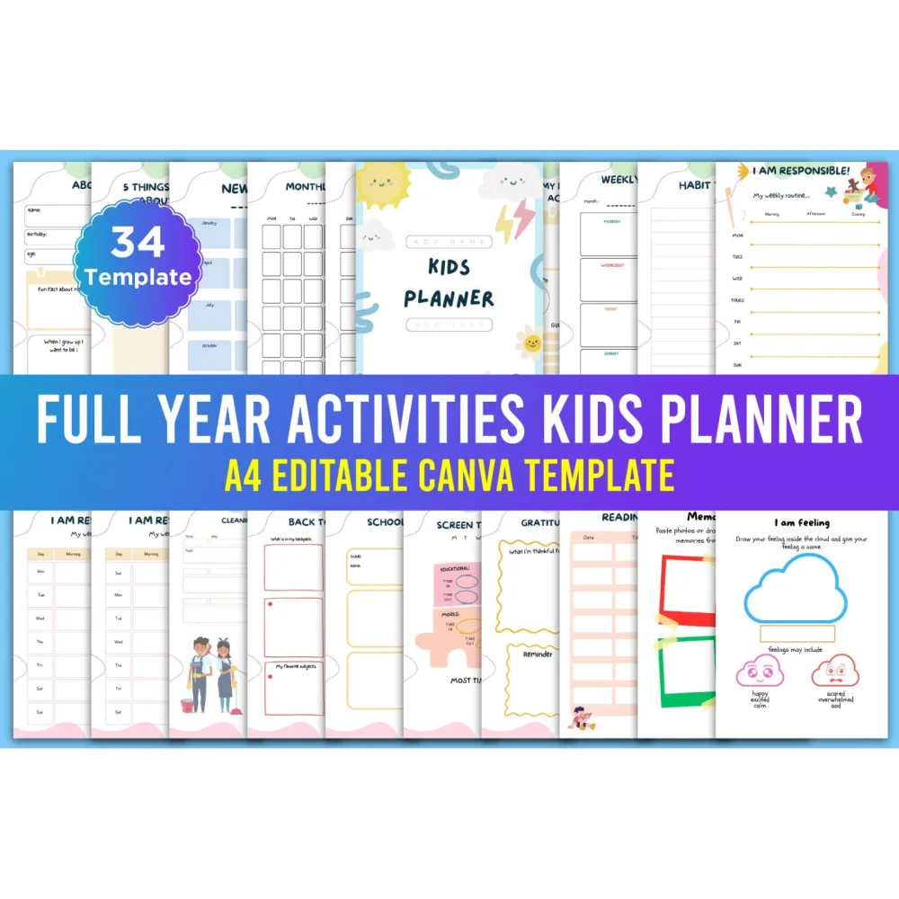 Yearly Activities Update Kids Planner