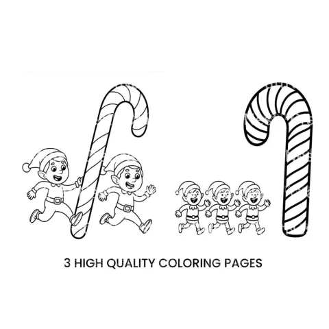 Candy Cane Elf Christmas Coloring Books
