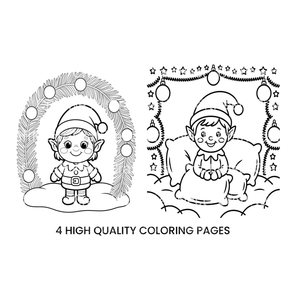 Cute Christmas Elf Coloring Books Coloring Books