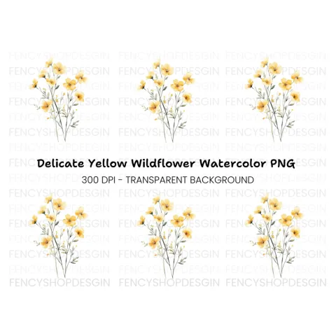 Yellow Wildflowers Clipart Bundle