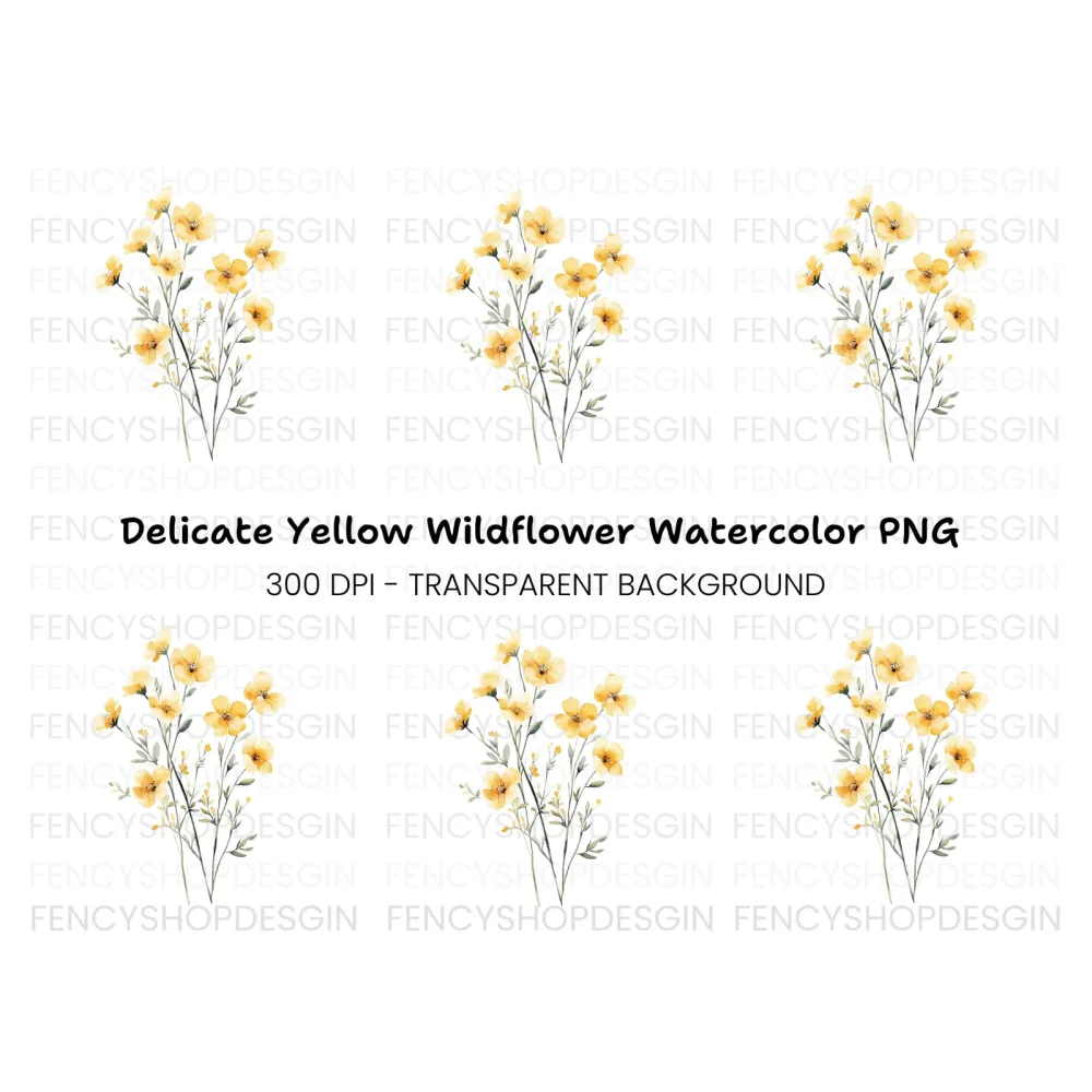 Yellow Wildflowers Clipart Bundle