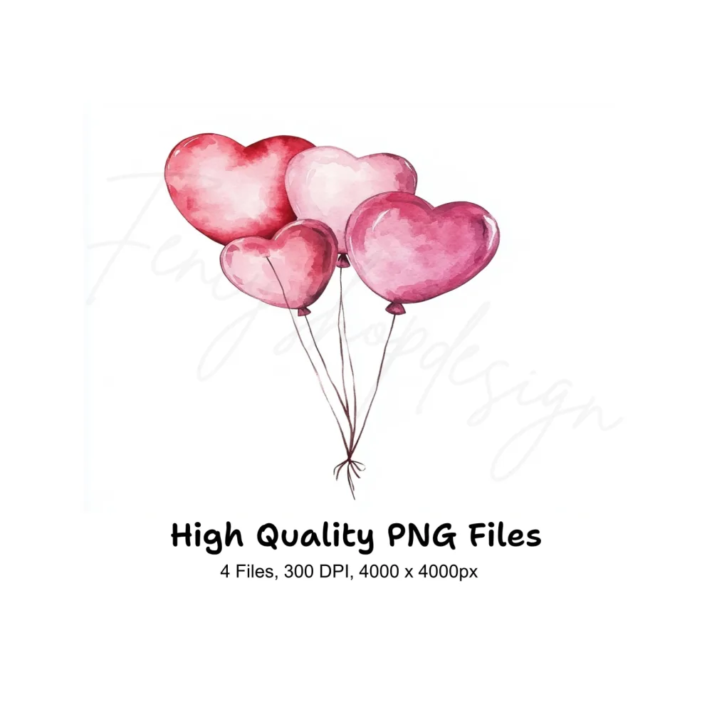 Heart Balloons Clipart Bundle