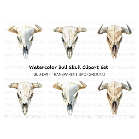 Bull Skull Clipart Bundle
