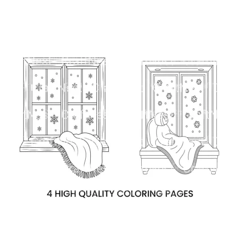 Cozy Winter Window Scene Coloring Books