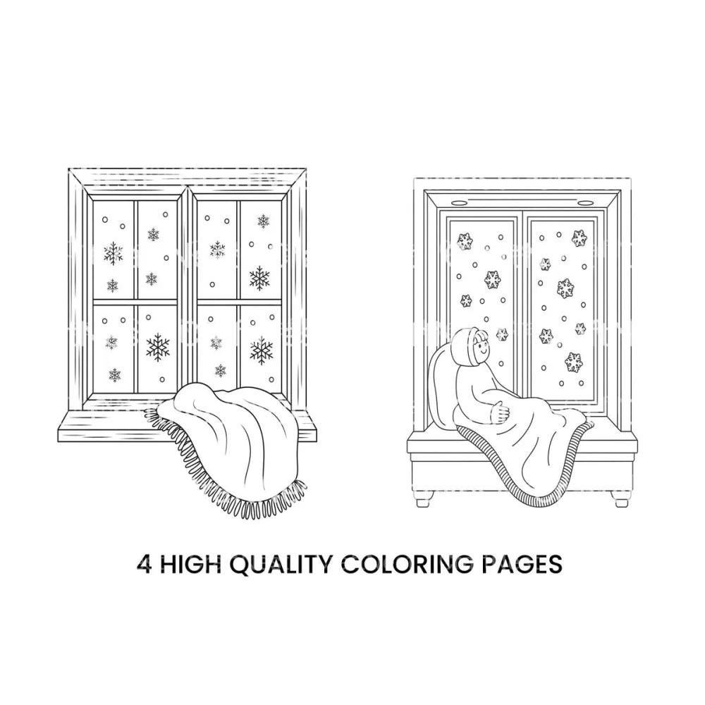 Cozy Winter Window Scene Coloring Books