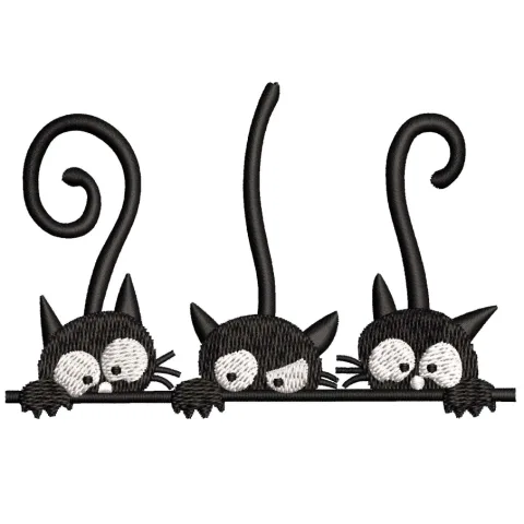 Black Cats Embroidery Design