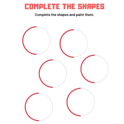 Complete and Paint Shapes Worksheets