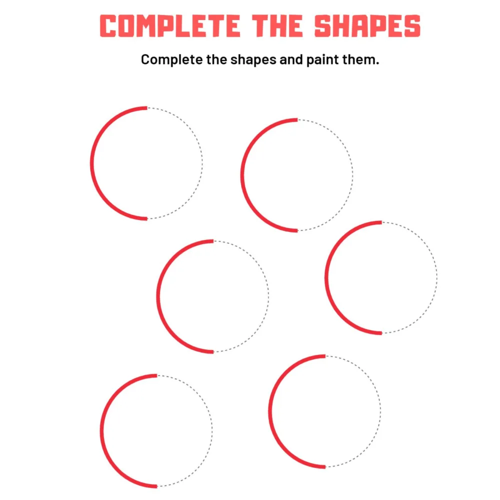 Complete and Paint Shapes Worksheets