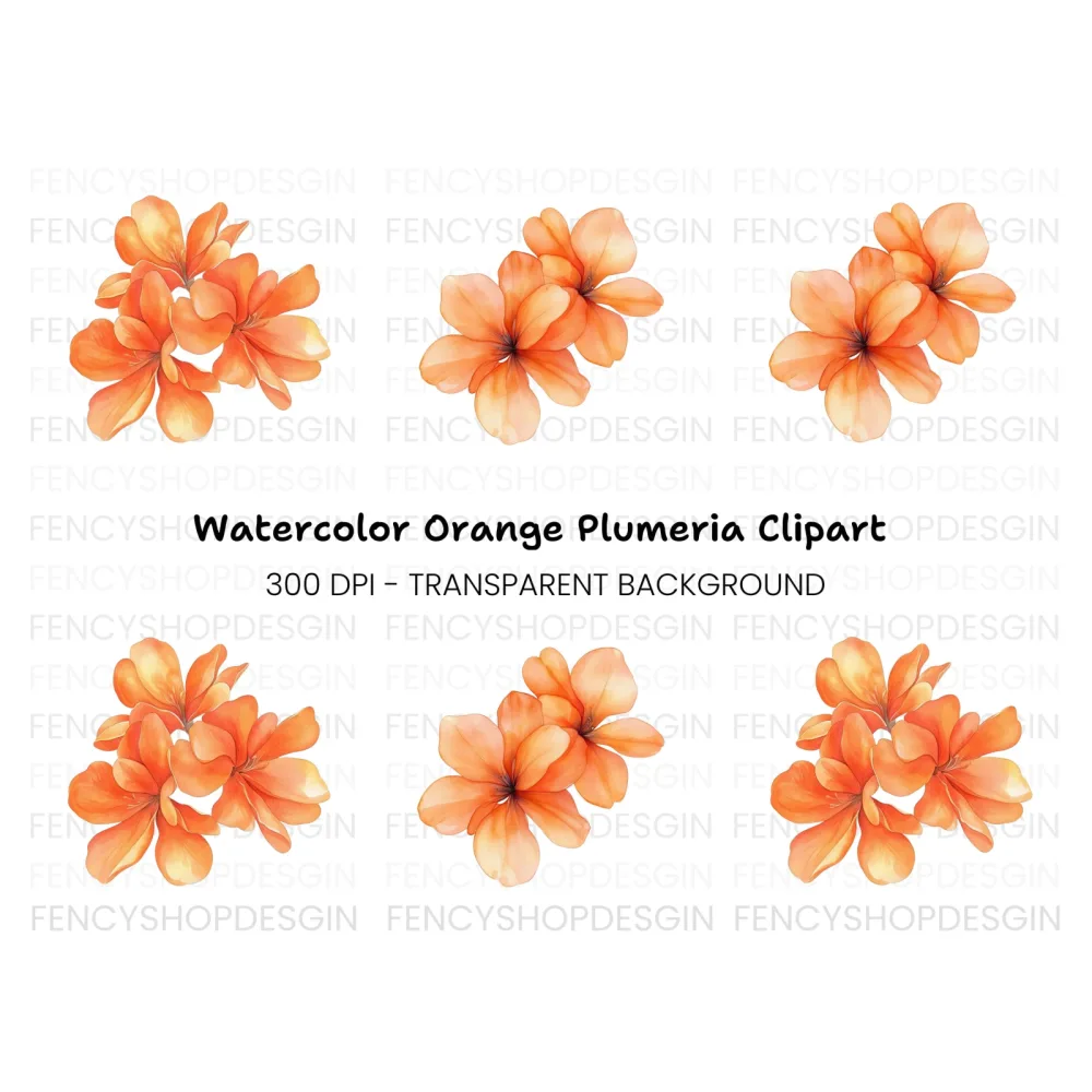 Orange Flower Clusters Clipart Bundle