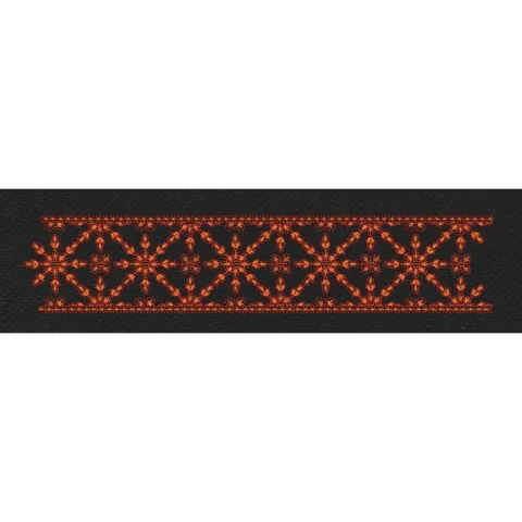 Floral Jacquard Border Orange Circle Flowers Embroidery Design