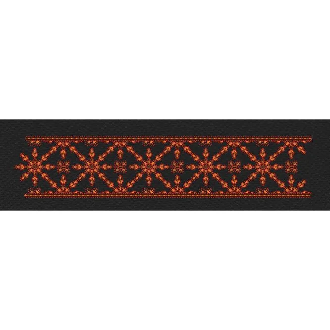 Floral Jacquard Border Orange Circle Flowers Embroidery Design