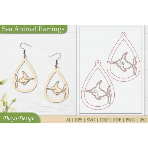 Sea Animal Earrings SVG Bundle