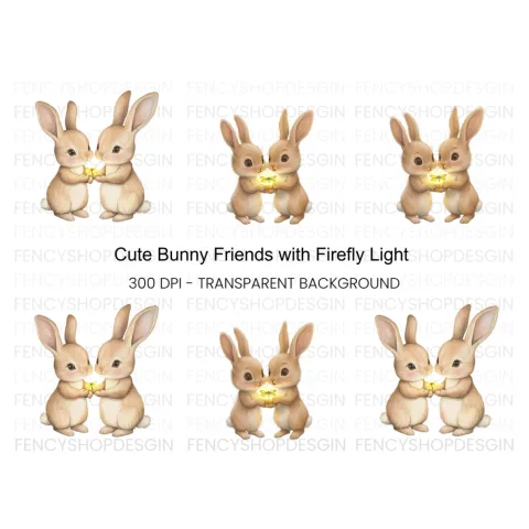 Cute Bunny Couple Clipart Bundle