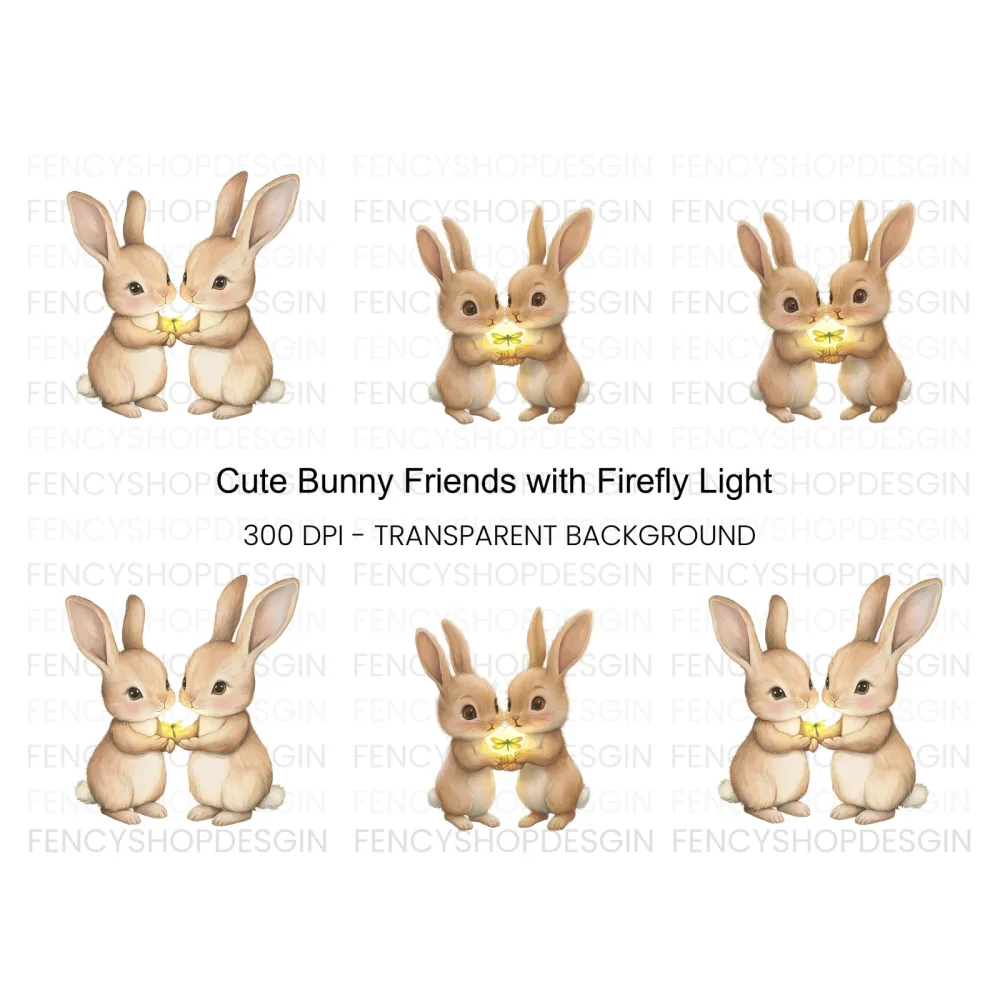 Cute Bunny Couple Clipart Bundle