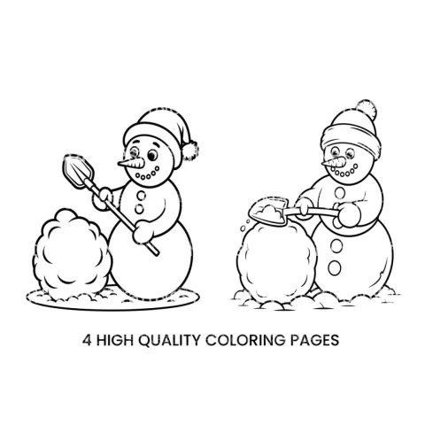 Building Snowman Winter Coloring Books