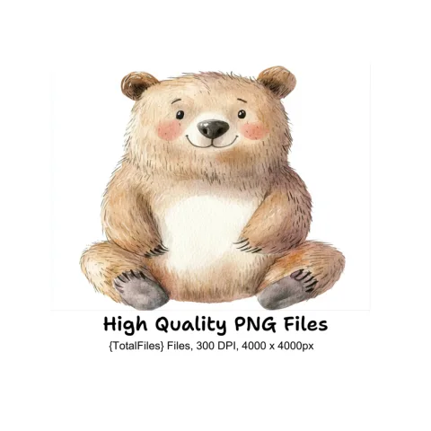 Adorable Sitting Bear Clipart Bundle