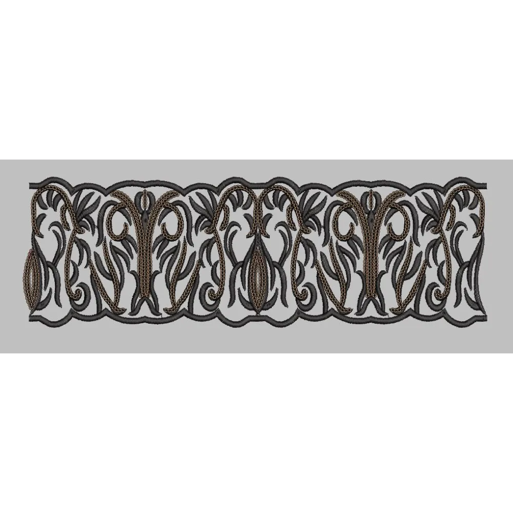 Ornate Filigree Decorative Scroll Border Embroidery Design