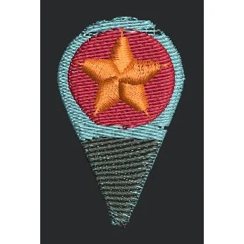 Orange Star Location Pin Embroidery Design