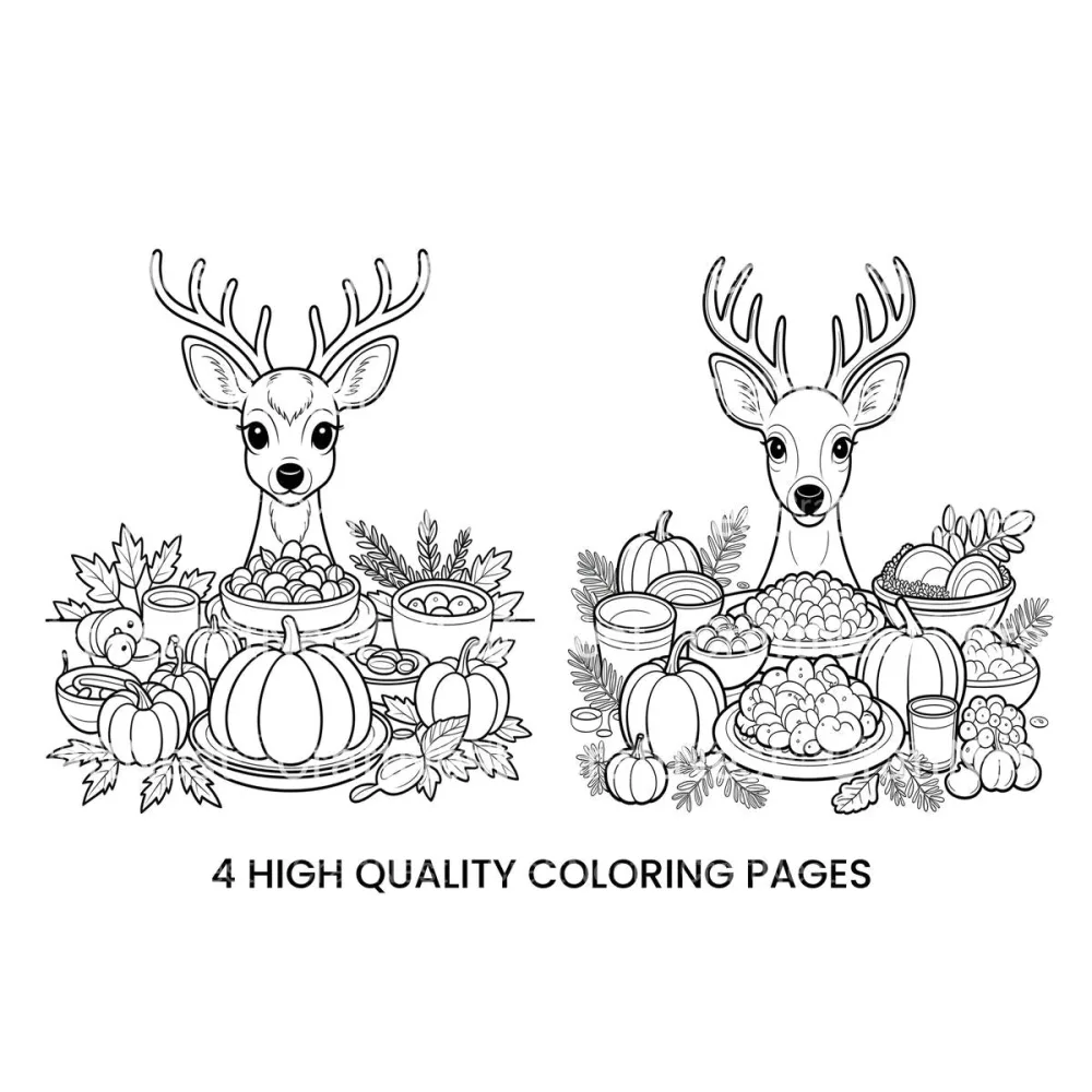 Thanksgiving Deer Feast Coloring Books