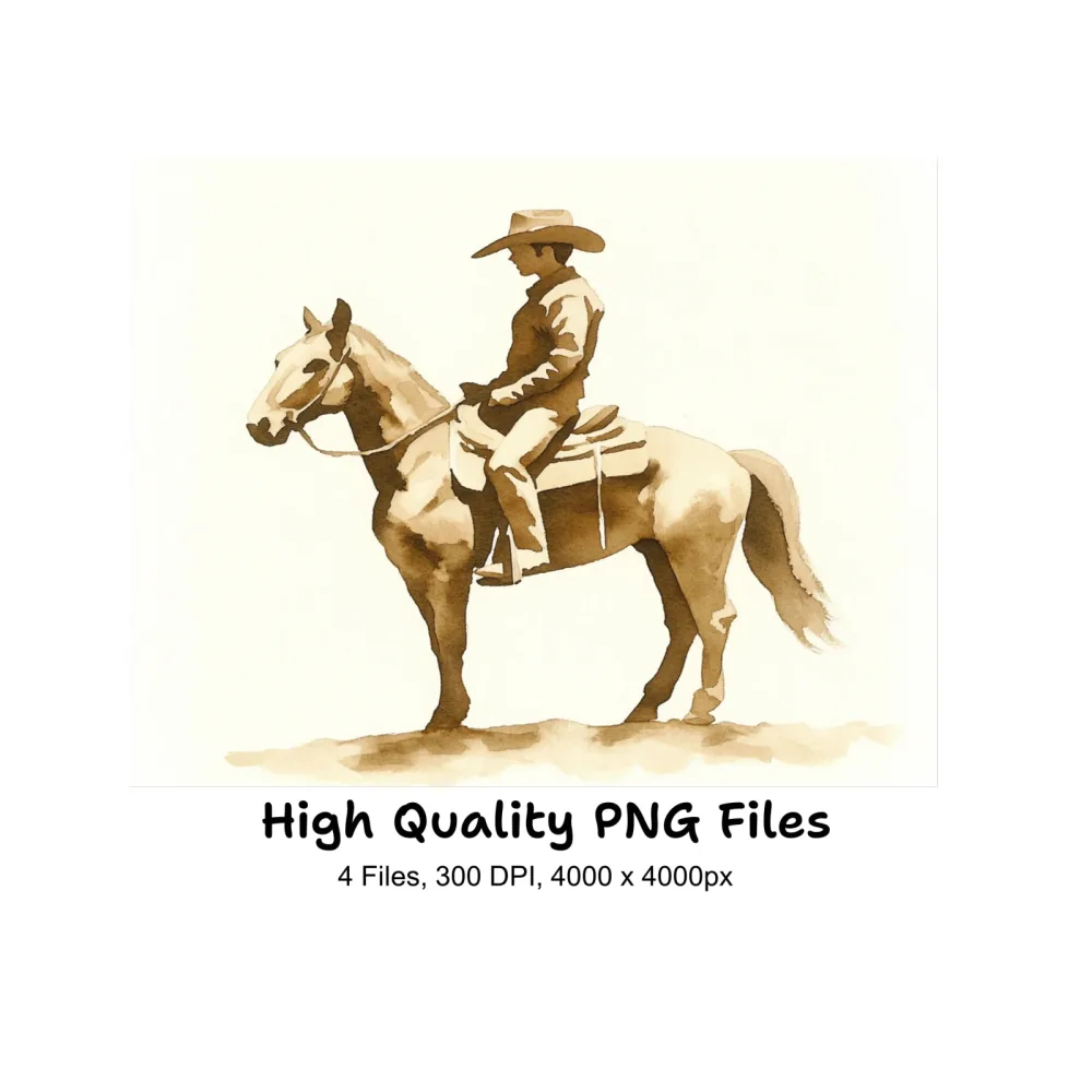 Cowboy Riding Horse Clipart Bundle
