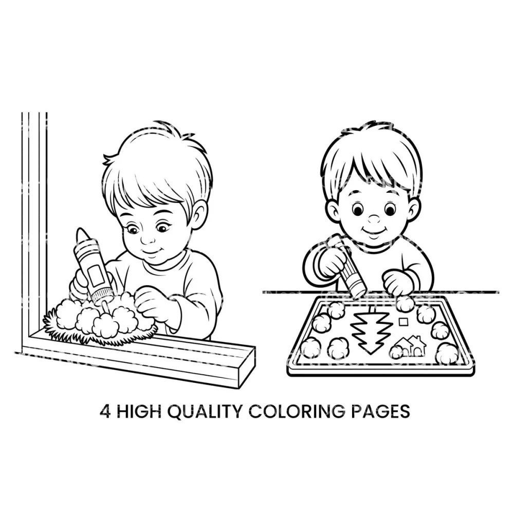 Kids Crafting Winter Scene Coloring Books