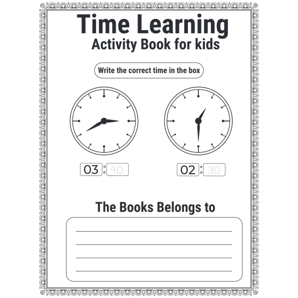 Time Learning Activity Book for Kids