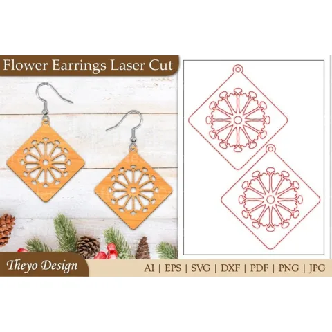 Lasercut Flower Earrings SVG Bundle