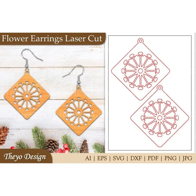 Lasercut Flower Earrings SVG Bundle