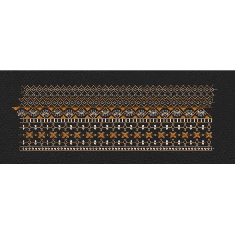 Orange And White Floral Endless Border Embroidery Design