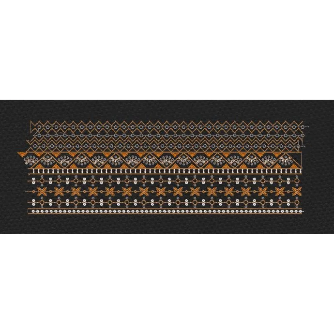 Orange And White Floral Endless Border Embroidery Design