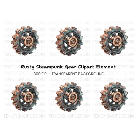 Rustic Steampunk Gear Clipart Bundle