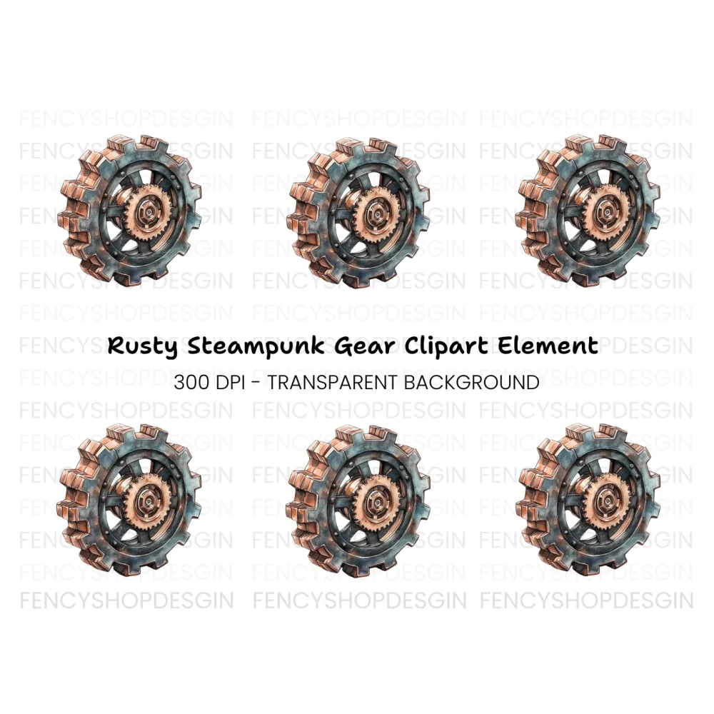 Rustic Steampunk Gear Clipart Bundle