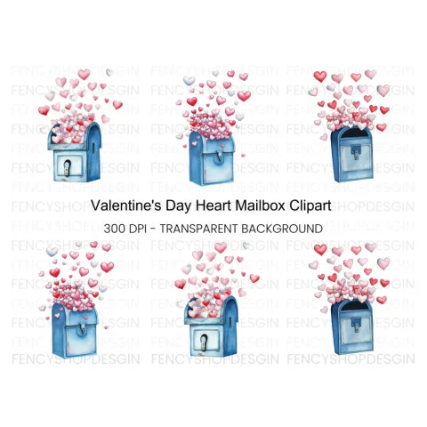 Hearts Falling From Mailbox Clipart Bundle