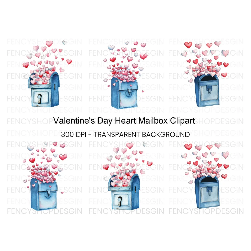 Hearts Falling From Mailbox Clipart Bundle