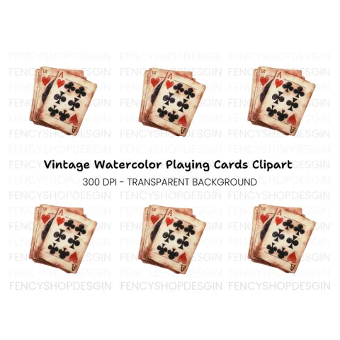 Vintage Playing Cards Clipart Bundle