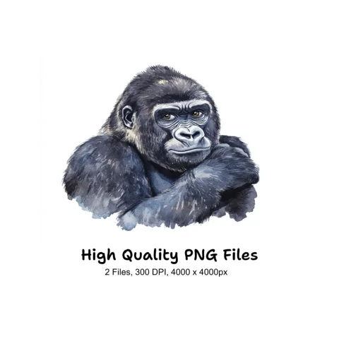 Gorilla Head Bust Clipart Bundle