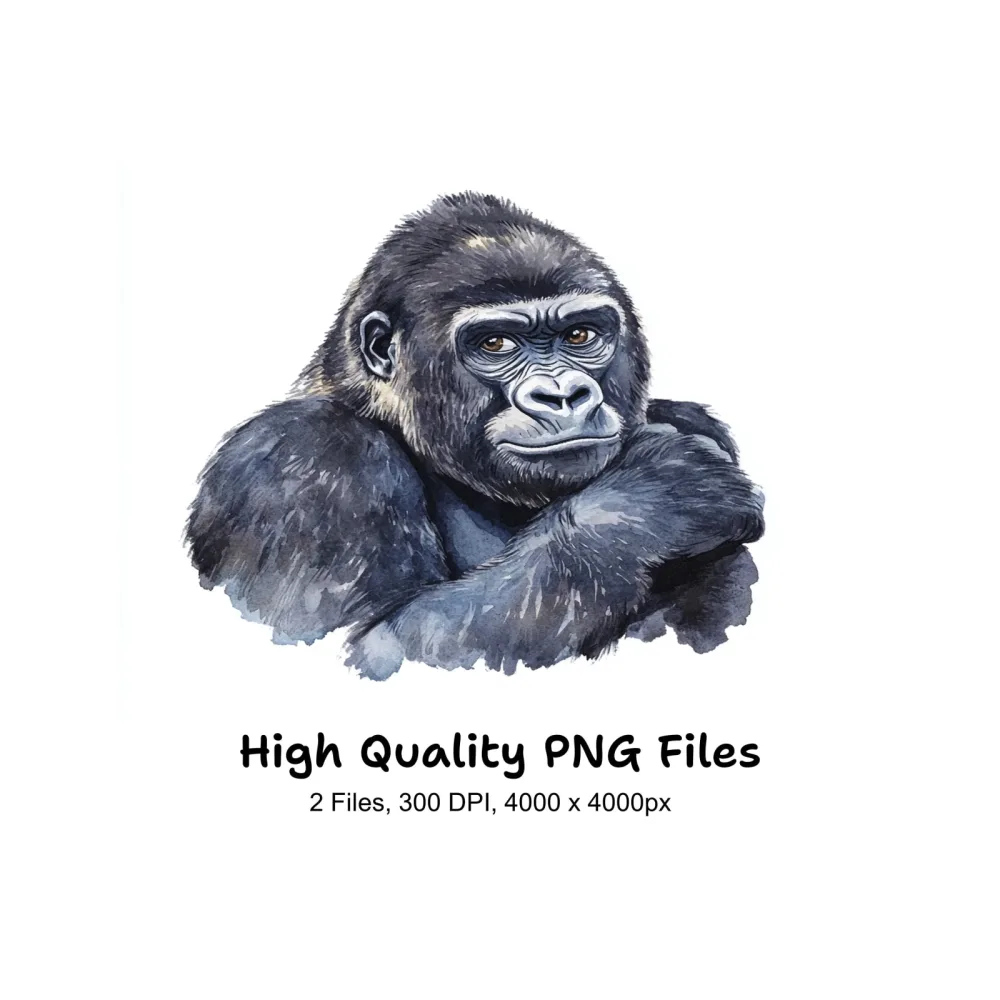Gorilla Head Bust Clipart Bundle